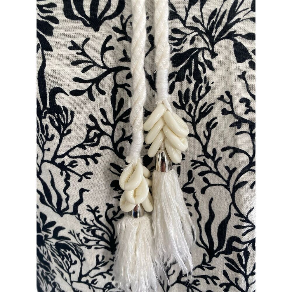 Martha Stewart Kaftan Dress Beach Cover-Up Size S Black & White Linen Blend - Picture 3 of 12